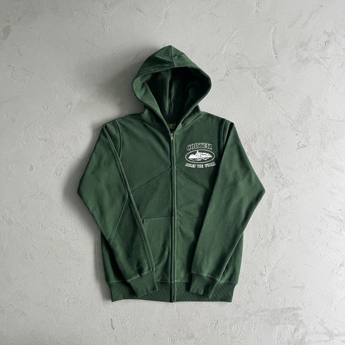 Corteiz Superior V2 Zip-Up Hoodie & Pants Suit / Set - Forrest Green
