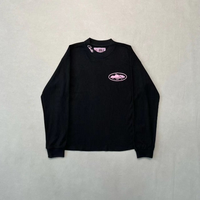 Corteiz Alcatraz Waffle Longsleeve - Black Pink