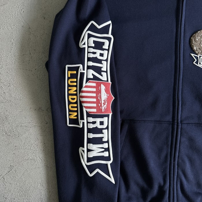 Corteiz Dipset 3D Eagle Zip-Up Hoodie - Navy