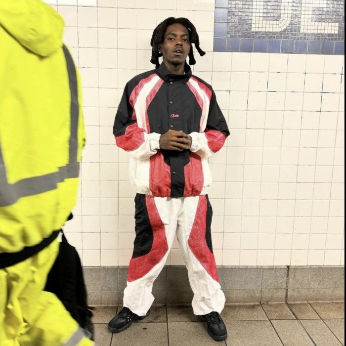 Corteiz Vertigo Shuku Tracksuit - Jacket Pants Set - Black/Red