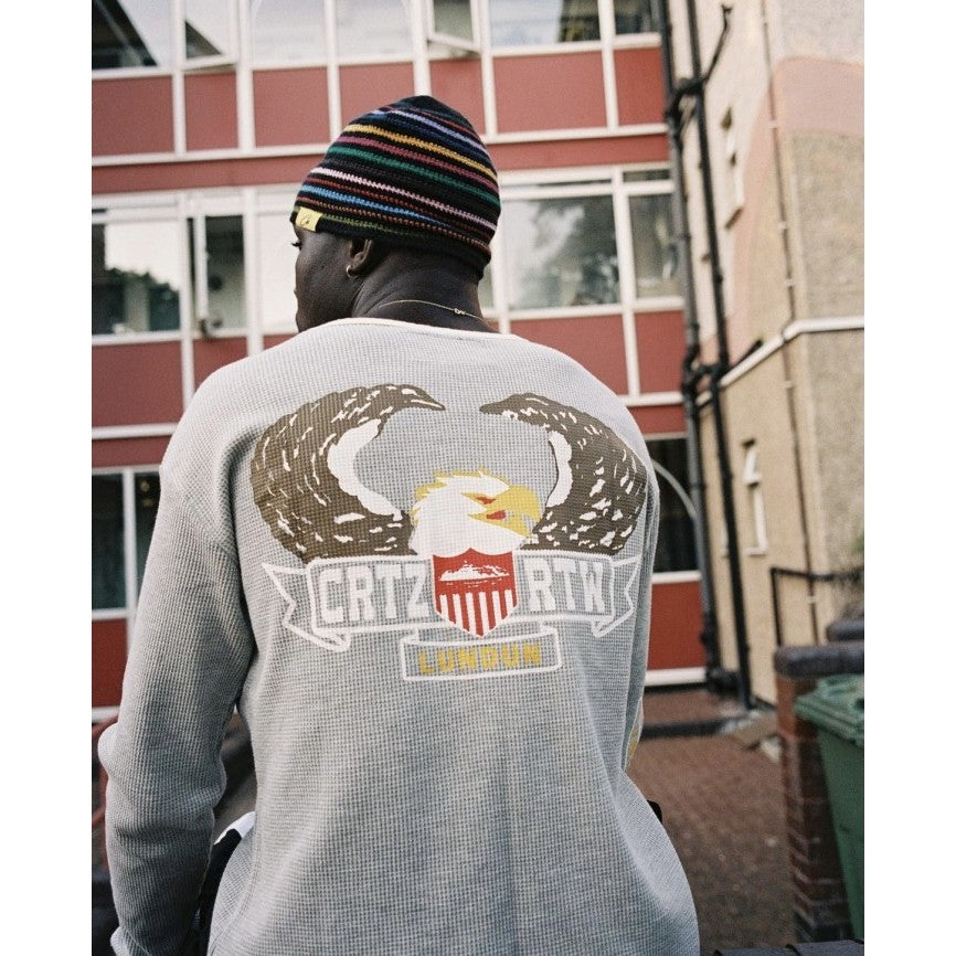 Corteiz Dipset Eagle Waffle Long Sleeve Tee - Grey
