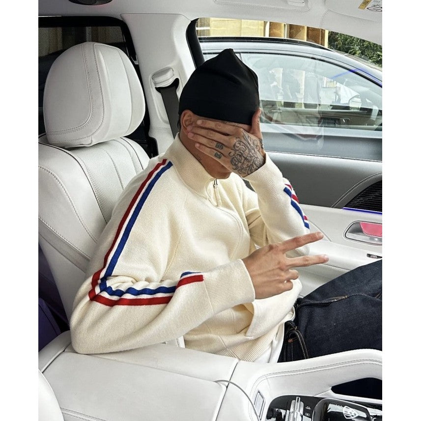 Corteiz Knit Zip Up Fleece Jacket - Cream