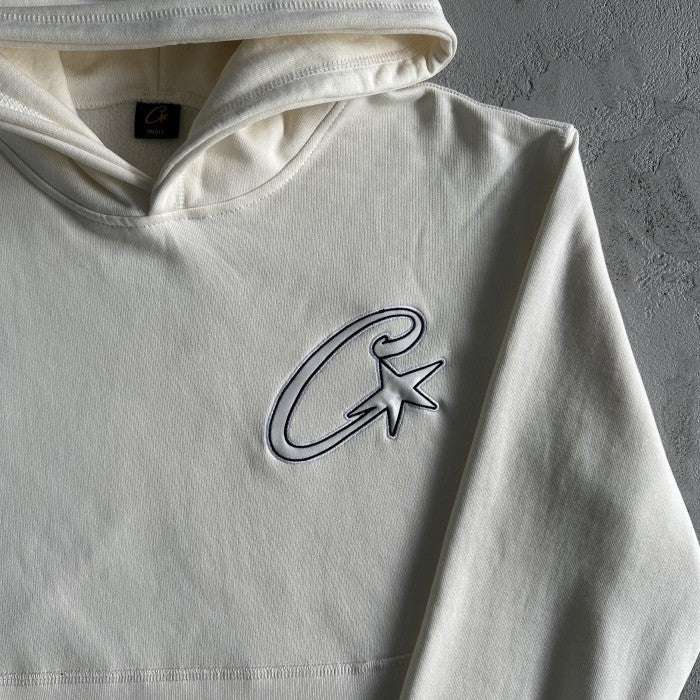 Corteiz Satin C Star Appliqué Hoodie - White