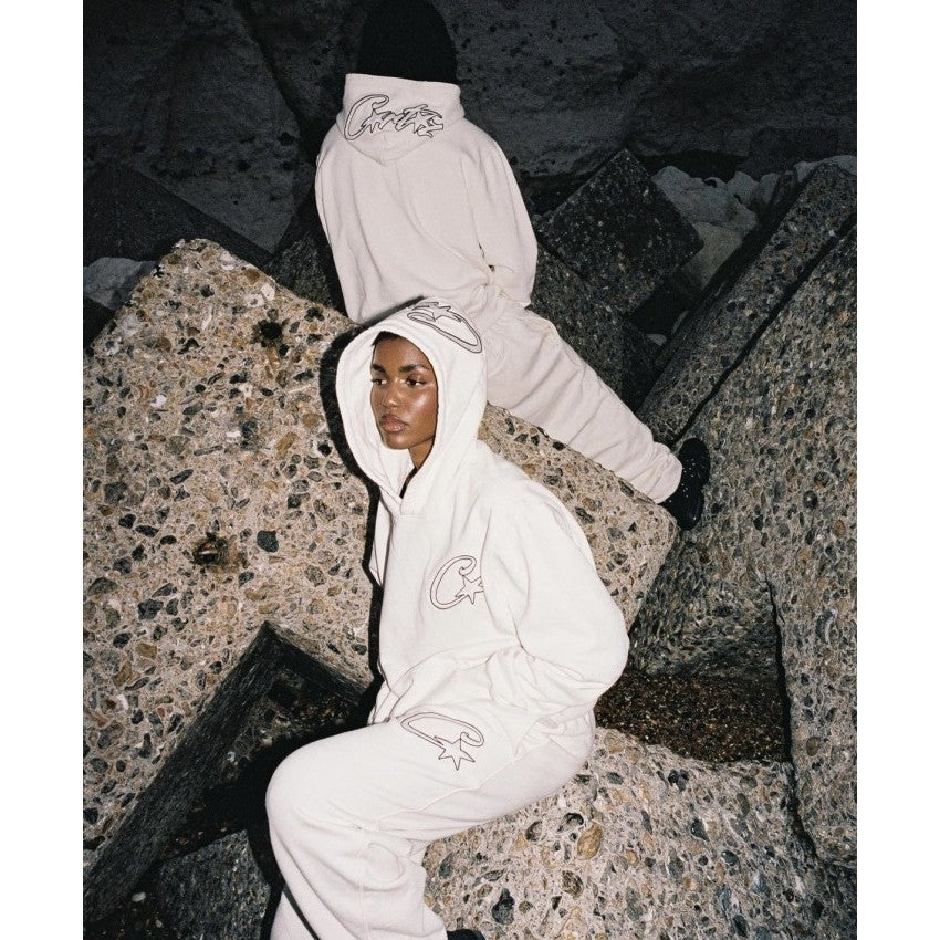 Corteiz Satin C Star Appliqué Sweatpants - White
