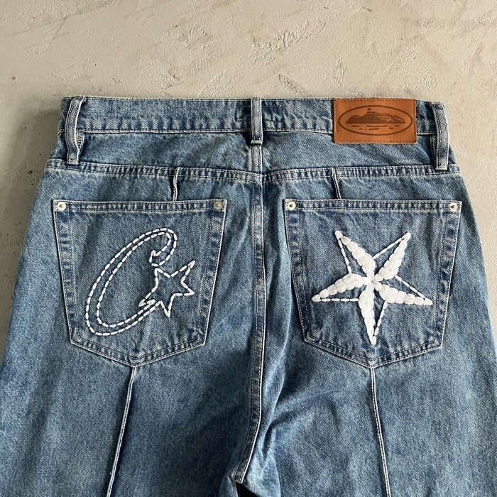 Corteiz C-Star Stitch-Down Jeans - Blue