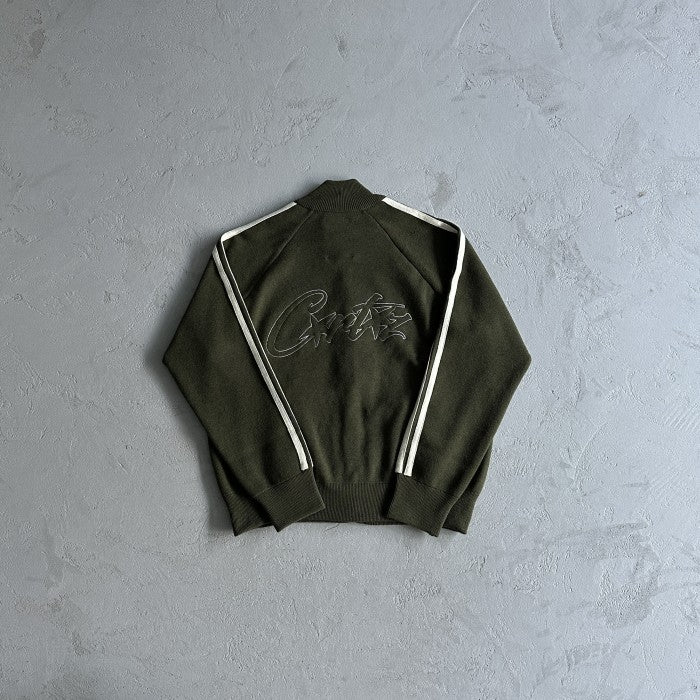 Corteiz Knit Zip Up Fleece Jacket - Olive