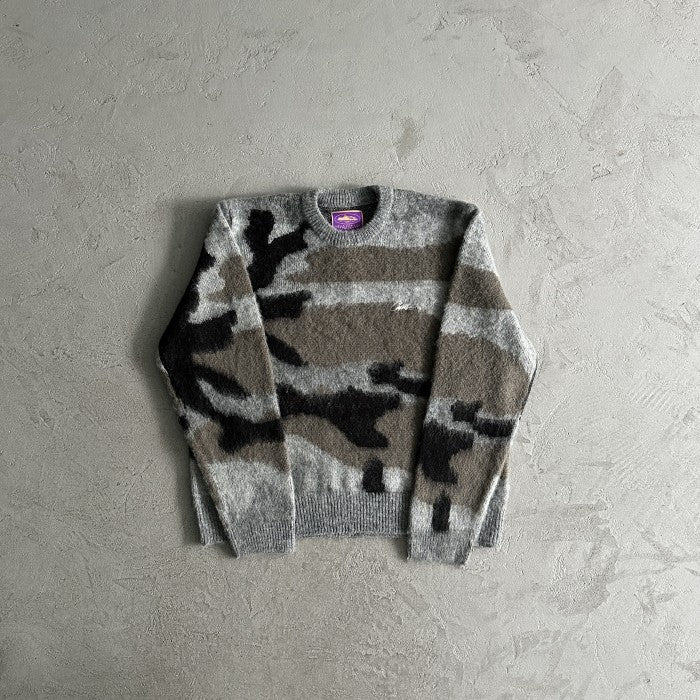 Corteiz Mohair Knit Sweater 'Grey Camo'