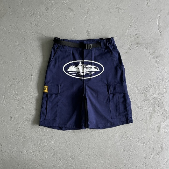 Corteiz Alcatraz Cargo Shorts - Navy
