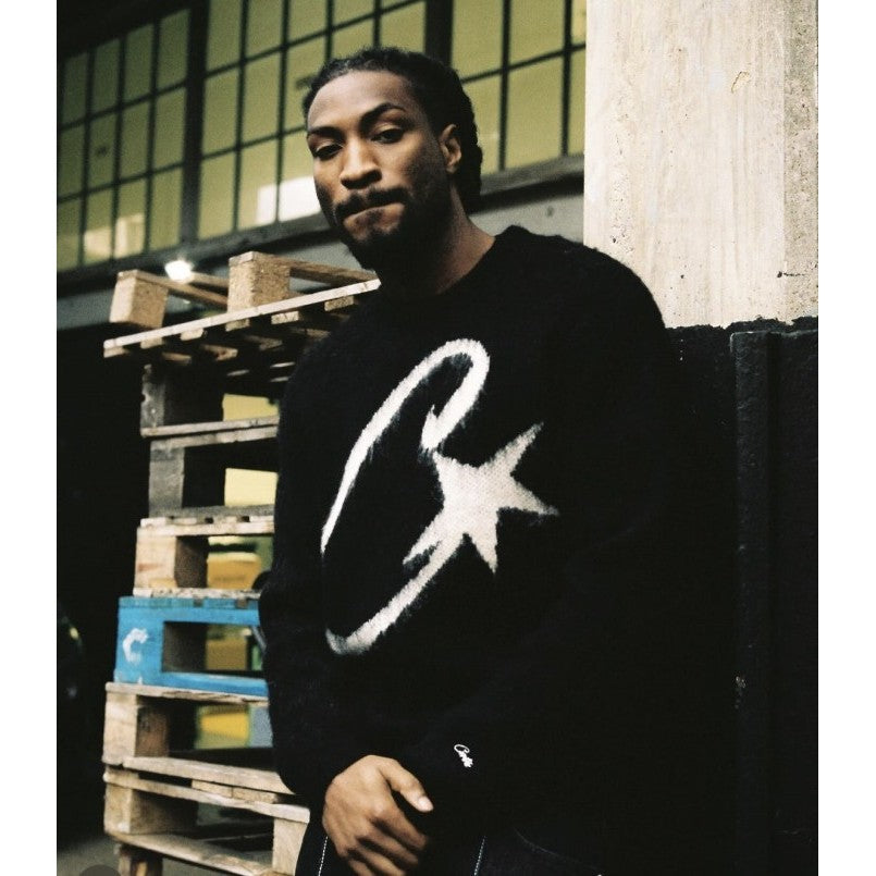 Corteiz C Star Mohair Knit Sweater - Black
