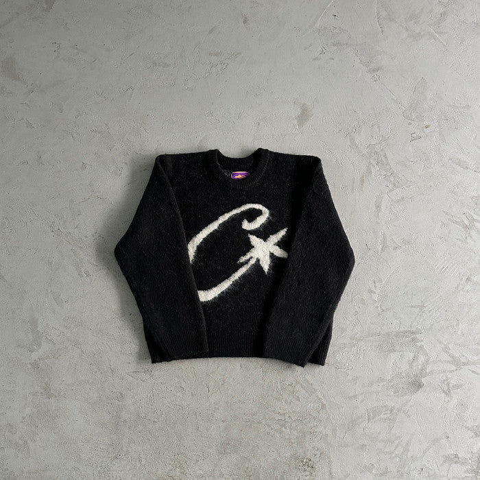 Corteiz C Star Mohair Knit Sweater - Black