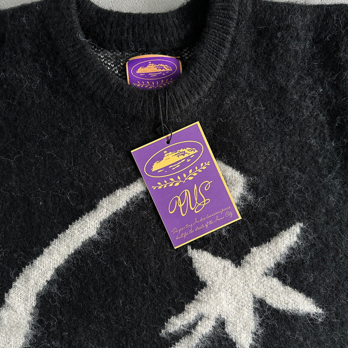 Corteiz C Star Mohair Knit Sweater - Black