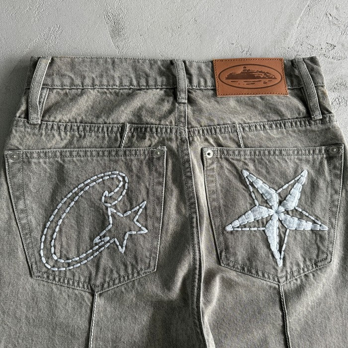 Corteiz C-Star Stitch-Down Jeans - Gray