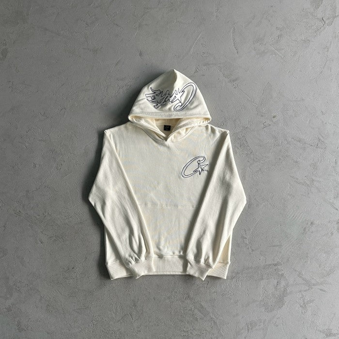 Corteiz Satin C Star Appliqué Hoodie - White