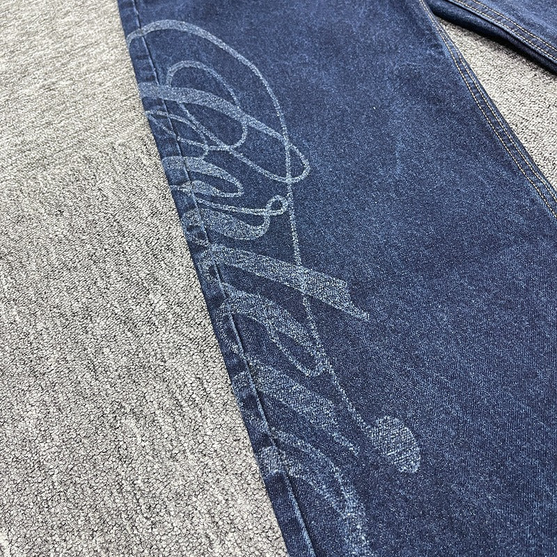 FRAYED DENIM BAGGY JEANS [INDIGO] - Corteiz