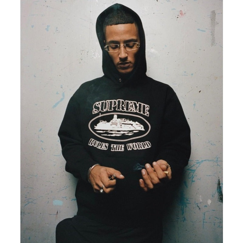 Supreme x Corteiz Rules The World Hoodie Black