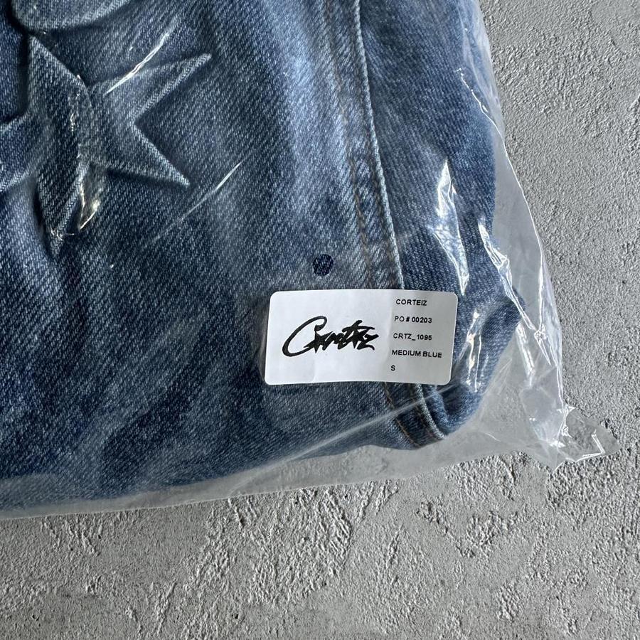 Embossed C-Star Denim Work Jacket Blue - Corteiz