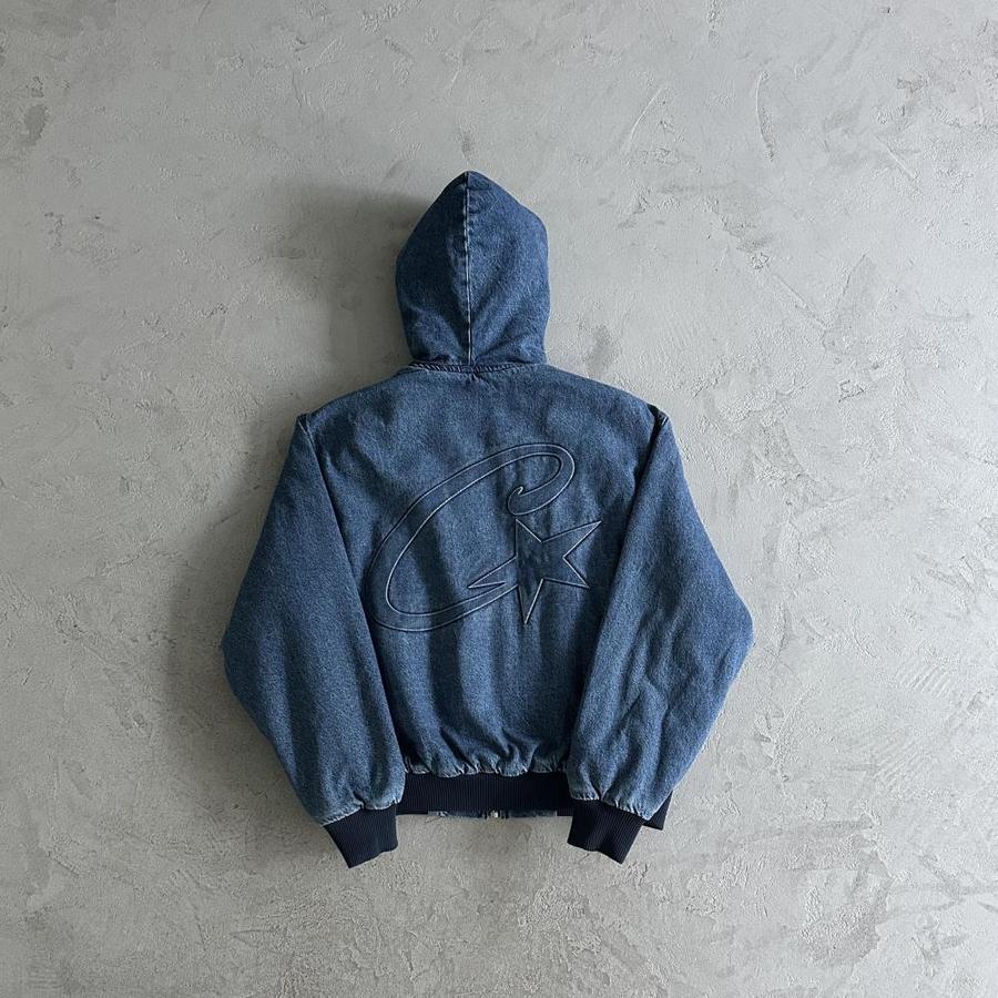Embossed C-Star Denim Work Jacket Blue - Corteiz