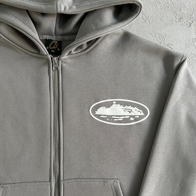 ISLAND PUFF PRINT ZIP HOODIE [GULLY GREY/BLACK/BABY BLUE/DARK BLUE/DARK GREEN/WASHED ROYAL/OFF WHITE] - Corteiz - Corteiz