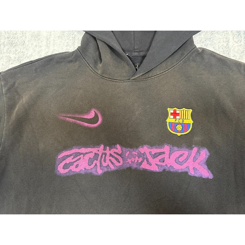 Travis Scott x Nike x FC Barcelona Spray Logo Hoodie [Black]