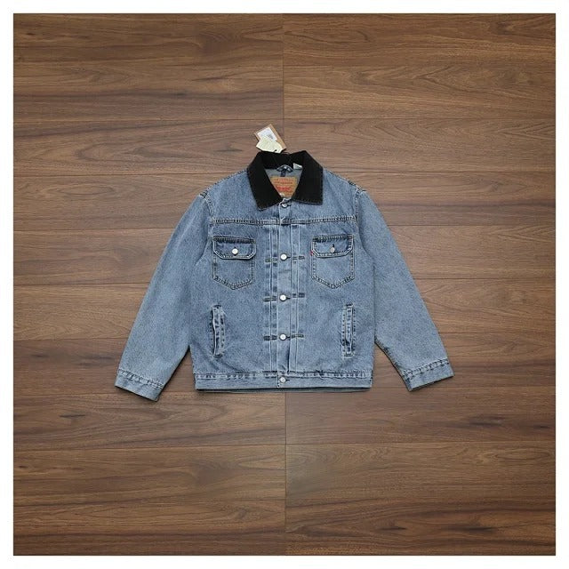 Stussy x Levi's Embossed Praglad Trucker Jacket - Rugged-Blue