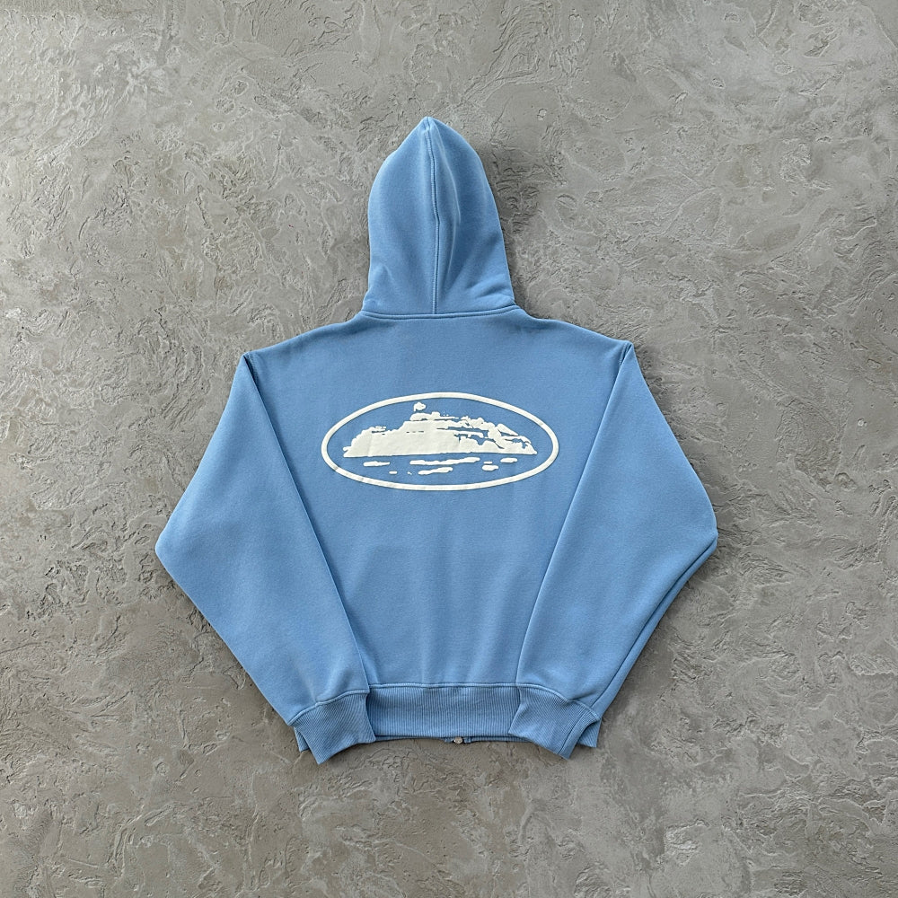 ISLAND PUFF PRINT ZIP HOODIE [GULLY GREY/BLACK/BABY BLUE/DARK BLUE/DARK GREEN/WASHED ROYAL/OFF WHITE] - Corteiz - Corteiz