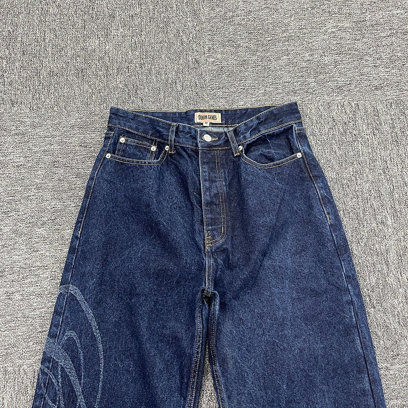 FRAYED DENIM BAGGY JEANS [INDIGO] - Corteiz