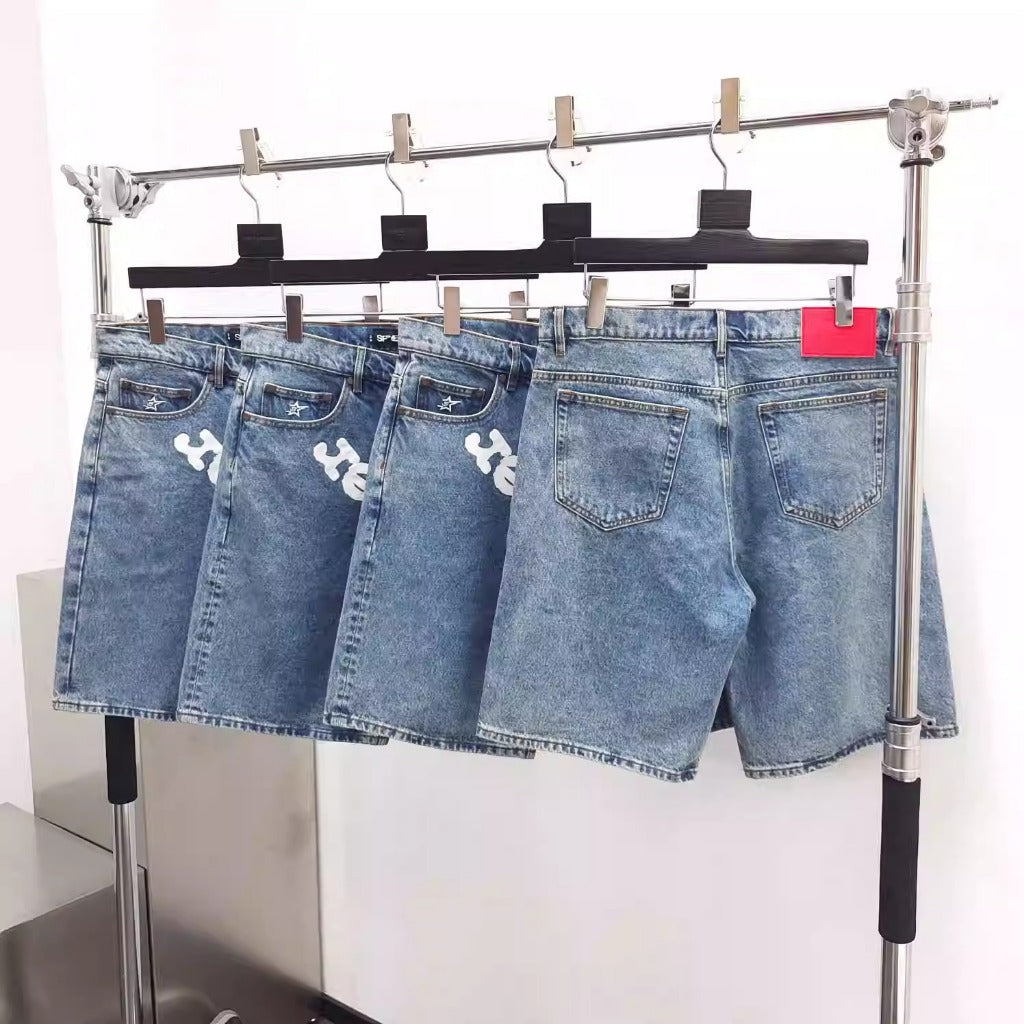 Sp5der OG Logo Denim Short [Blue Denim]
