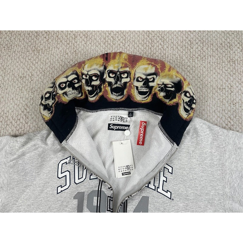 Supreme x MM6 Maison Margiela Skulls Zip Up Hoodie Sweatshirt - Grey