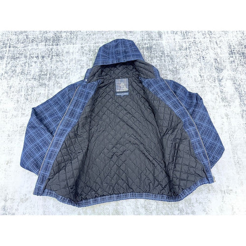 "gallery" workwear Jacket navy + Laser printed Denim - derschutze