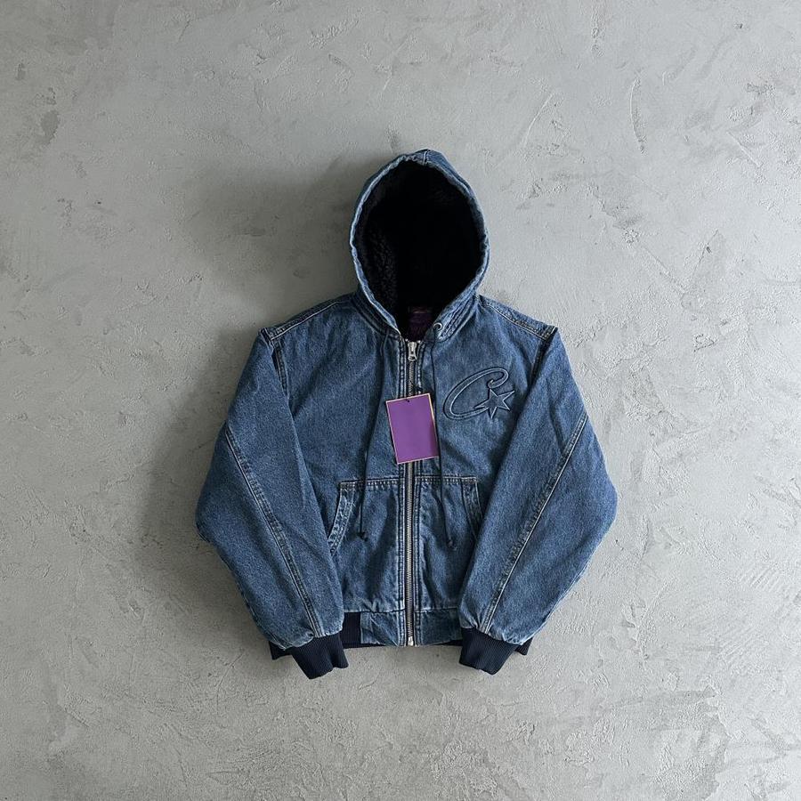 Embossed C-Star Denim Work Jacket Blue - Corteiz