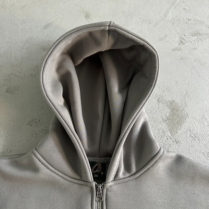 ISLAND PUFF PRINT ZIP HOODIE [GULLY GREY] - Corteiz