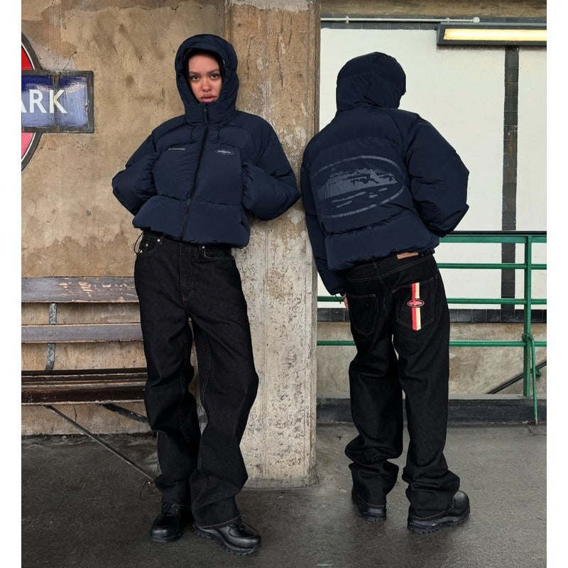 DUAL STRIPE BAGGY JEANS [BLACK WASH] - Corteiz