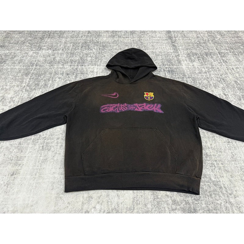Travis Scott x Nike x FC Barcelona Spray Logo Hoodie [Black]