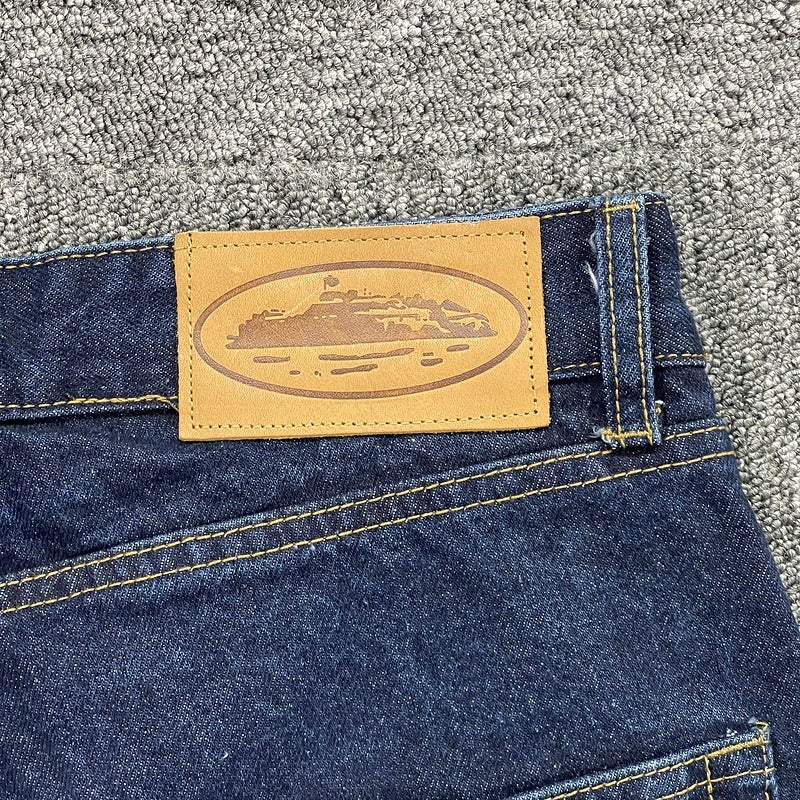 FRAYED DENIM BAGGY JEANS [INDIGO] - Corteiz