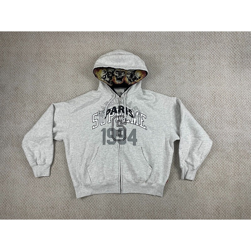 Supreme x MM6 Maison Margiela Skulls Zip Up Hoodie Sweatshirt - Grey
