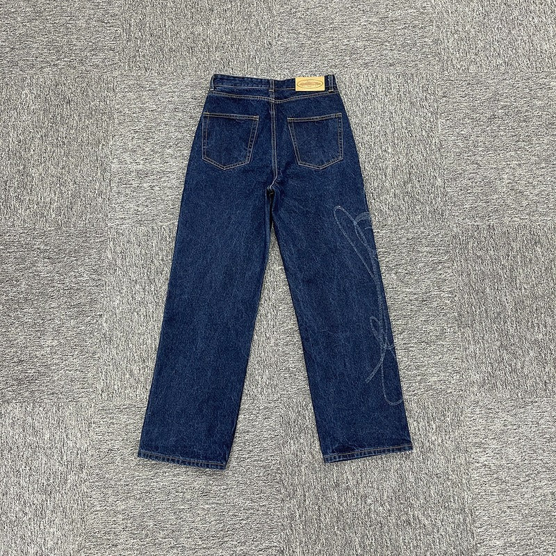 FRAYED DENIM BAGGY JEANS [INDIGO] - Corteiz