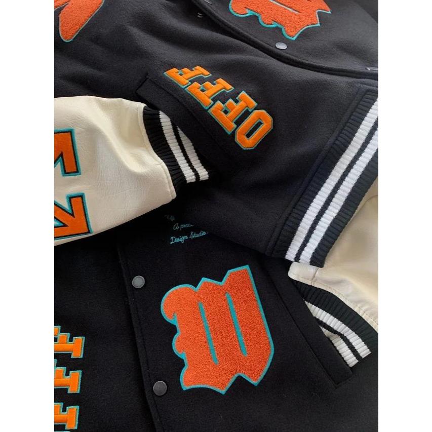 Off-White Black & White Deep Meditation Varsity Alien Jacket