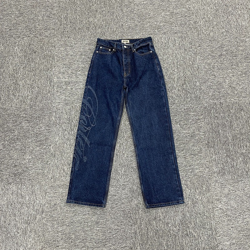 FRAYED DENIM BAGGY JEANS [INDIGO] - Corteiz
