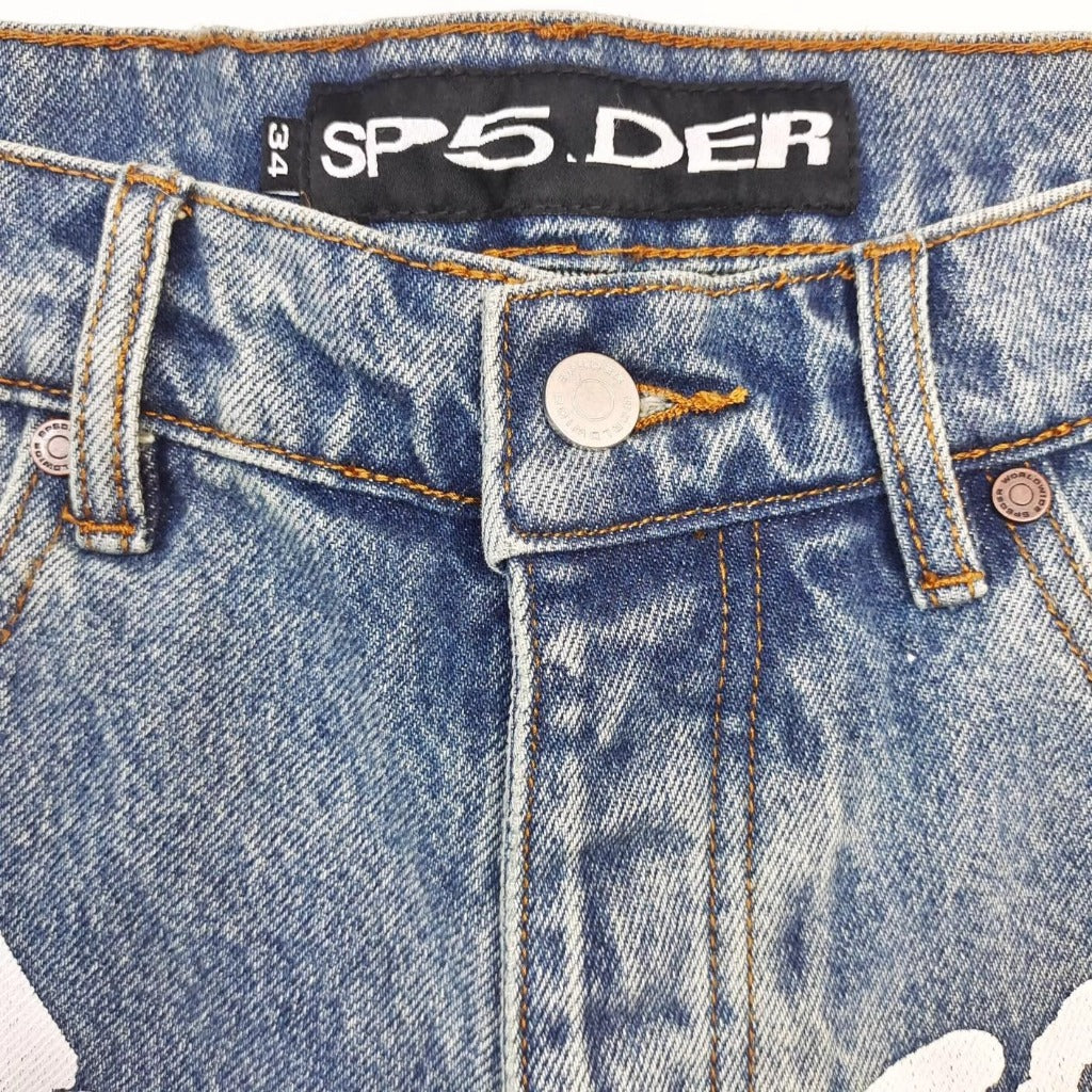 Sp5der OG Logo Denim Short [Blue Denim]