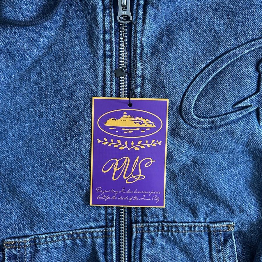 Embossed C-Star Denim Work Jacket Blue - Corteiz