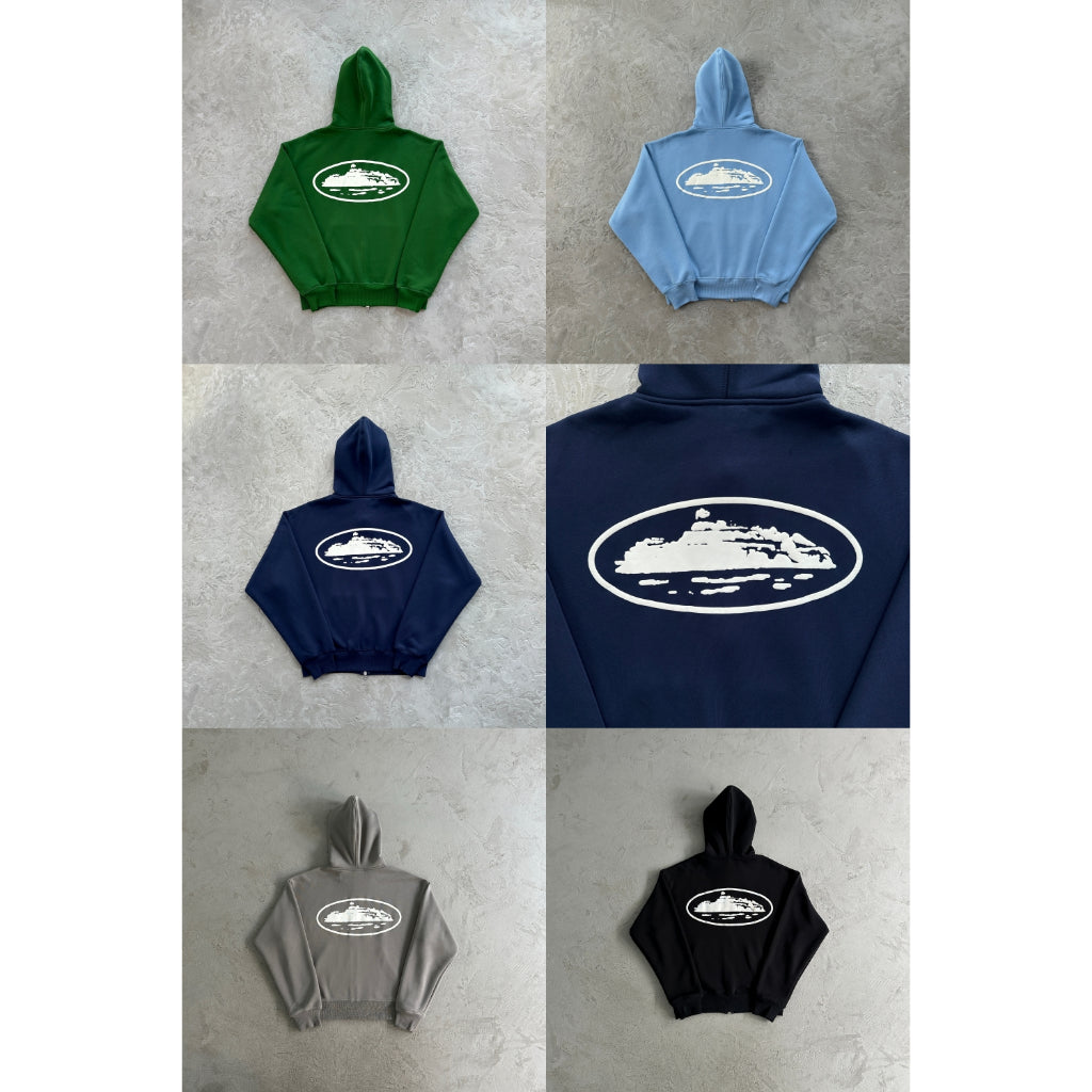 ISLAND PUFF PRINT ZIP HOODIE [GULLY GREY/BLACK/BABY BLUE/DARK BLUE/DARK GREEN/WASHED ROYAL/OFF WHITE] - Corteiz - Corteiz