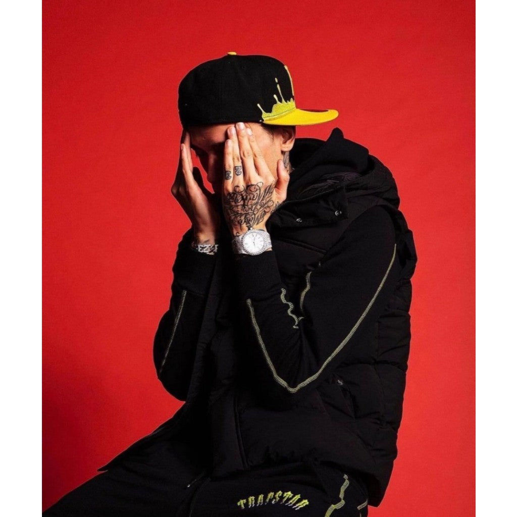 Central Cee x Trapstar Arch Panel Gradient Tracksuit - Hoodie & Pants Set - Black/Yellow
