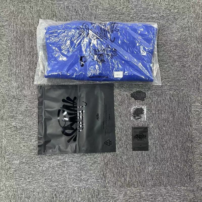 Syna World - Neoprene Embossed Zip Hoodie Blue