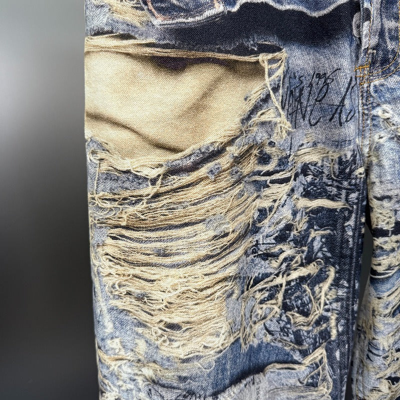 Acne Studios - 2023M [Super Baggy fit jeans] - trompe l'oeil 3D Print - Torn Scribble