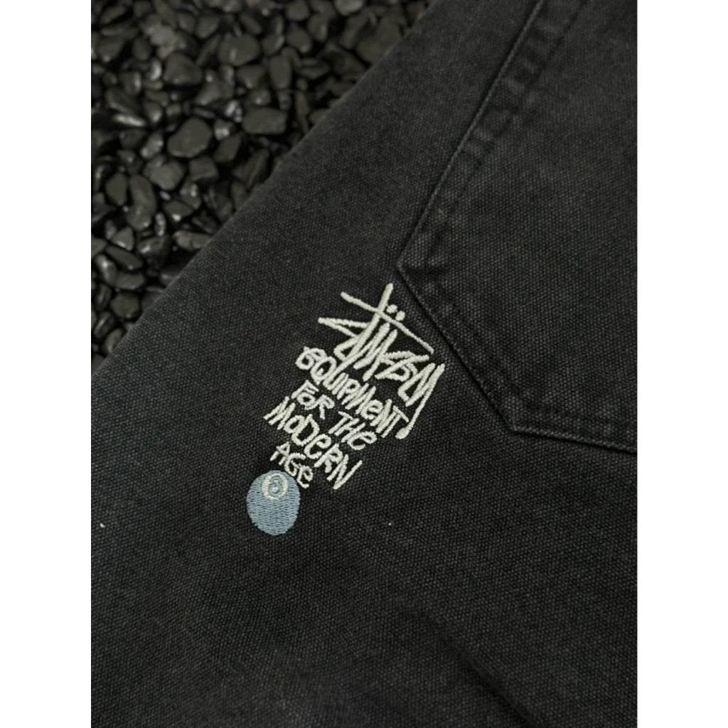 Stussy 8 Ball Wide Leg Washed Jeans Black