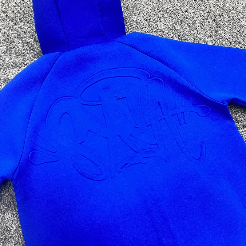 Syna World - Neoprene Embossed Zip Hoodie Blue