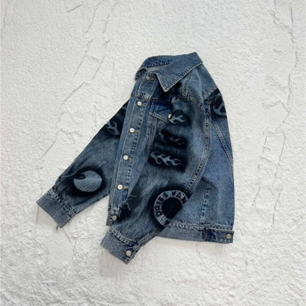 Stussy x Dries Van Noten Hand-Stencilled Denim Jacket 'Washed Blue'