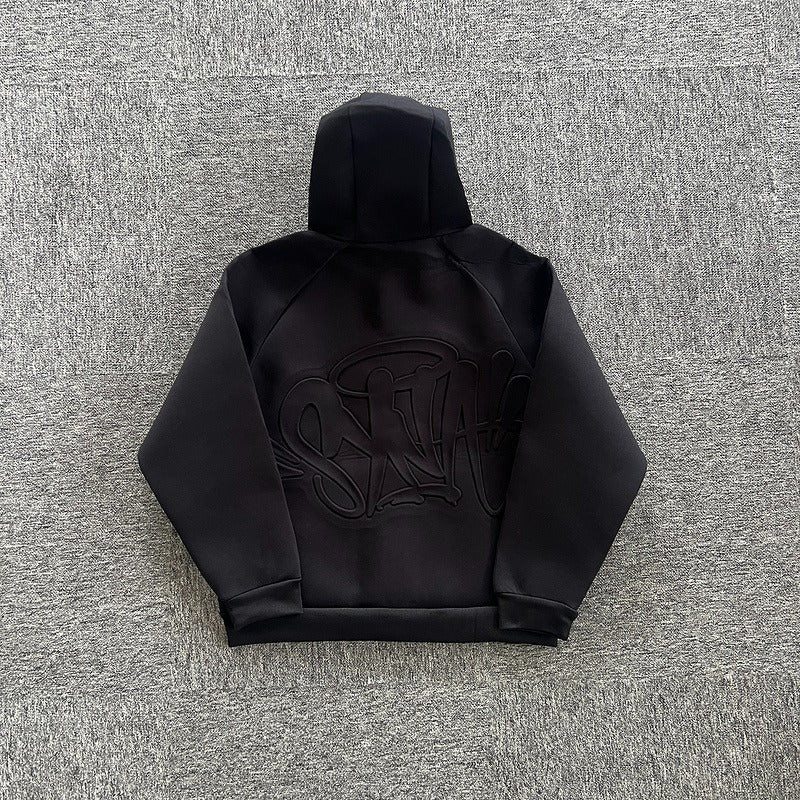 Syna World - Neoprene Embossed Zip Hoodie Black