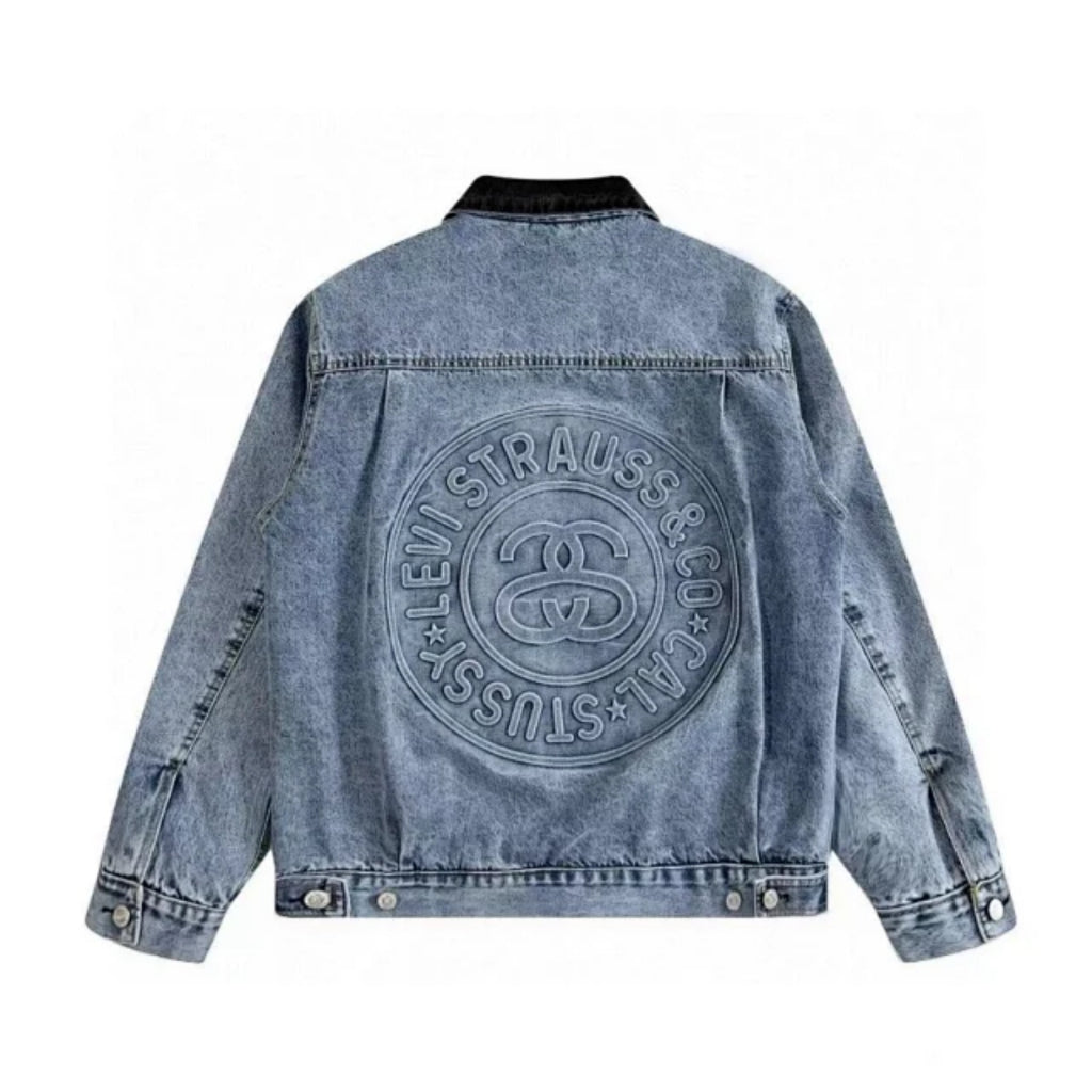 Stussy x Levi's Embossed Praglad Trucker Jacket - Rugged-Blue