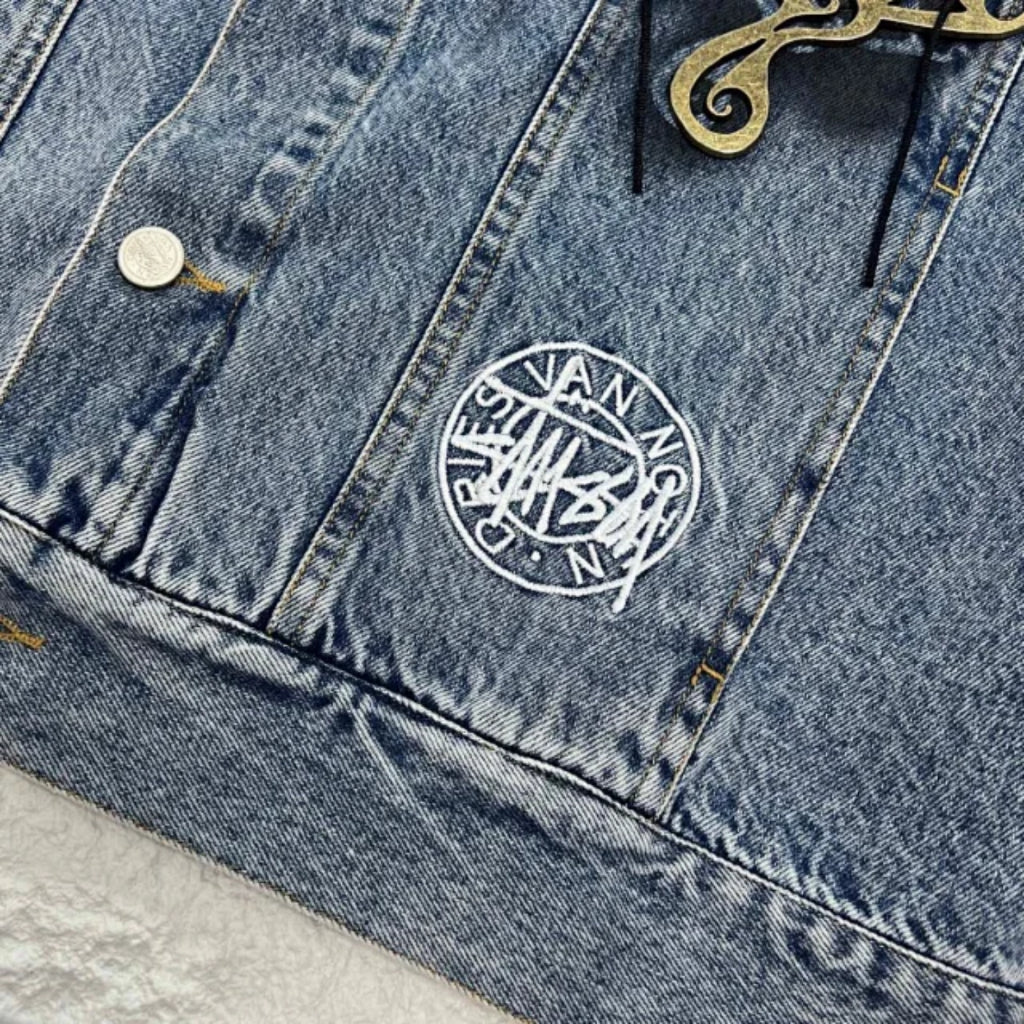 Stussy x Dries Van Noten Hand-Stencilled Denim Jacket 'Washed Blue'